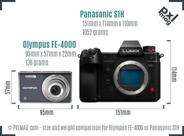 Olympus FE-4000 vs Panasonic S1H size comparison