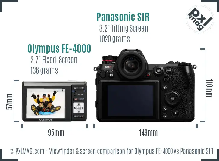 Olympus FE-4000 vs Panasonic S1R Screen and Viewfinder comparison