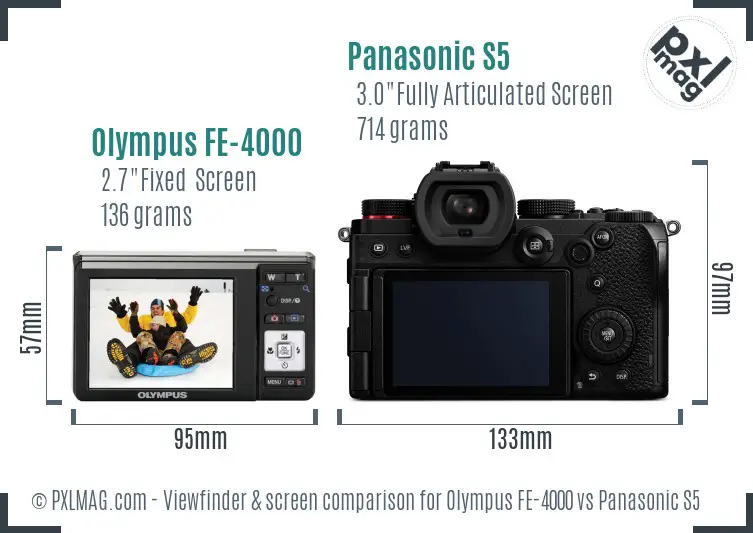 Olympus FE-4000 vs Panasonic S5 Screen and Viewfinder comparison