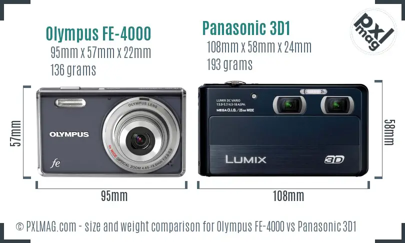 Olympus FE-4000 vs Panasonic 3D1 size comparison