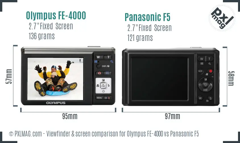 Olympus FE-4000 vs Panasonic F5 Screen and Viewfinder comparison