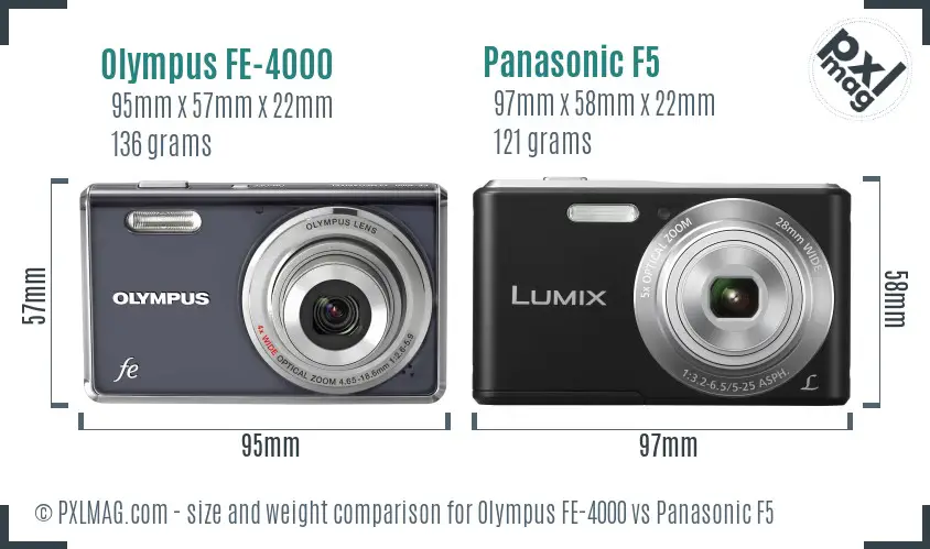 Olympus FE-4000 vs Panasonic F5 size comparison