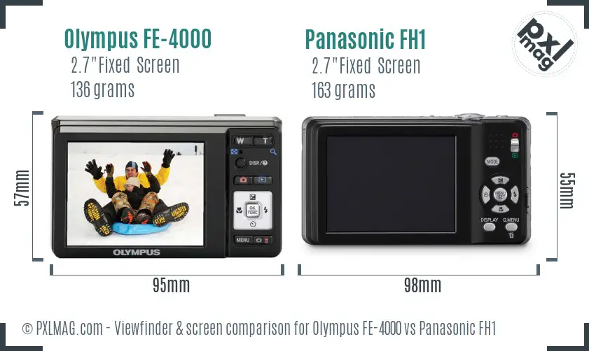 Olympus FE-4000 vs Panasonic FH1 Screen and Viewfinder comparison