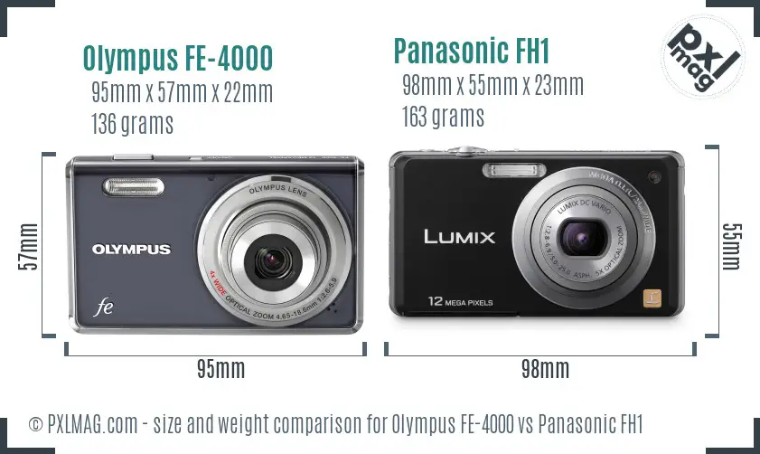 Olympus FE-4000 vs Panasonic FH1 size comparison