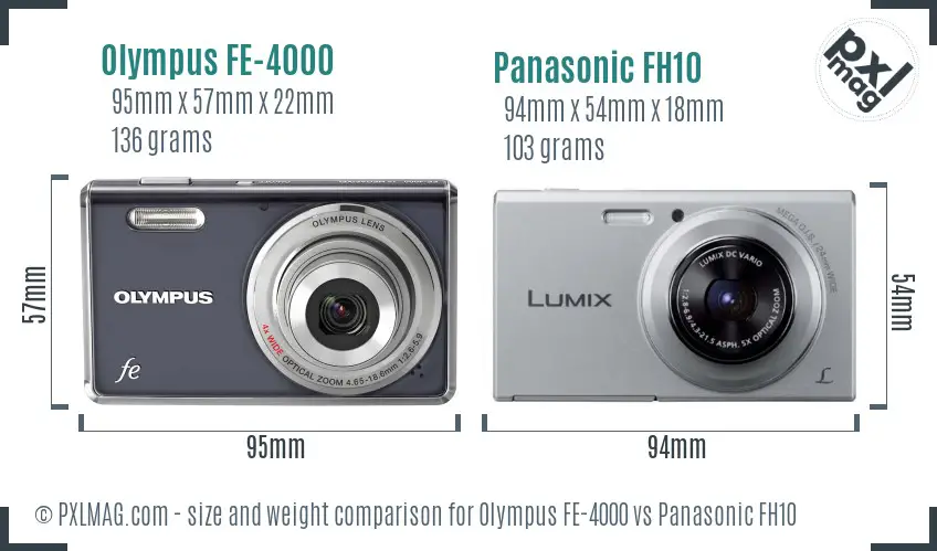 Olympus FE-4000 vs Panasonic FH10 size comparison