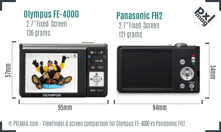 Olympus FE-4000 vs Panasonic FH2 Screen and Viewfinder comparison