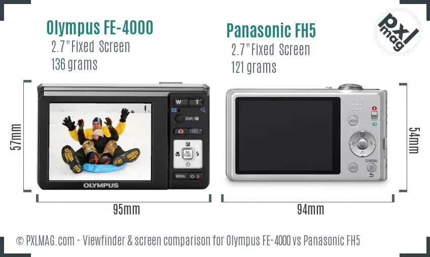 Olympus FE-4000 vs Panasonic FH5 Screen and Viewfinder comparison