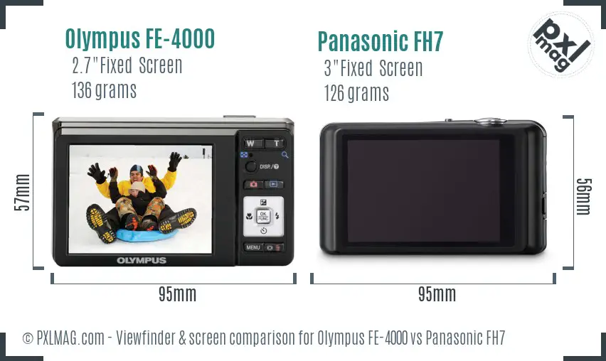 Olympus FE-4000 vs Panasonic FH7 Screen and Viewfinder comparison
