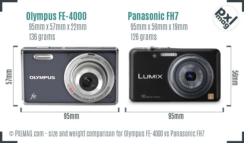 Olympus FE-4000 vs Panasonic FH7 size comparison