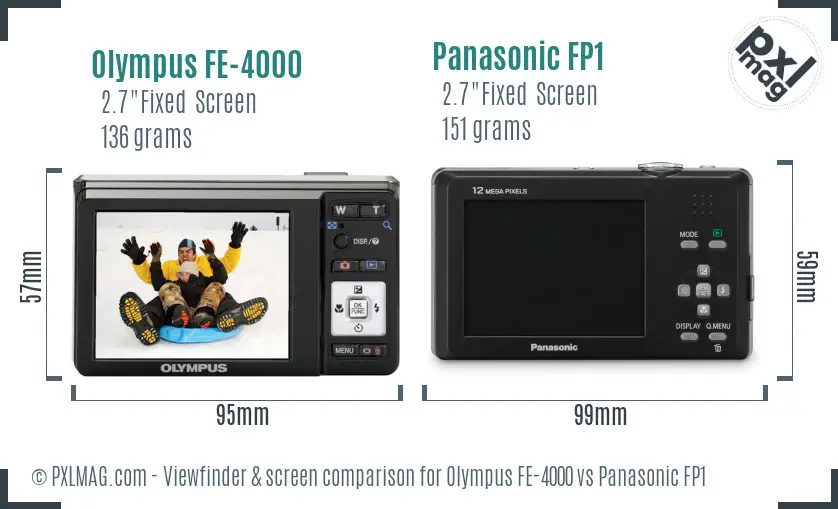 Olympus FE-4000 vs Panasonic FP1 Screen and Viewfinder comparison