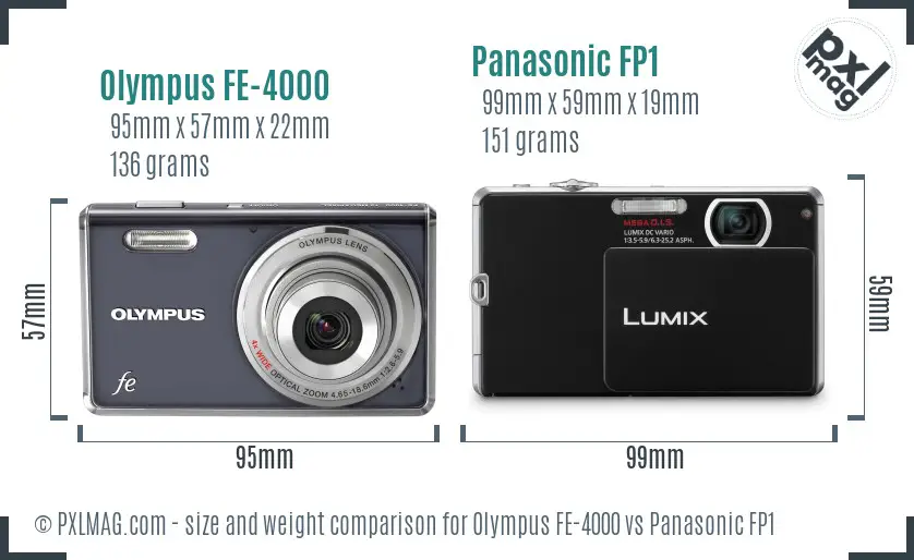 Olympus FE-4000 vs Panasonic FP1 size comparison