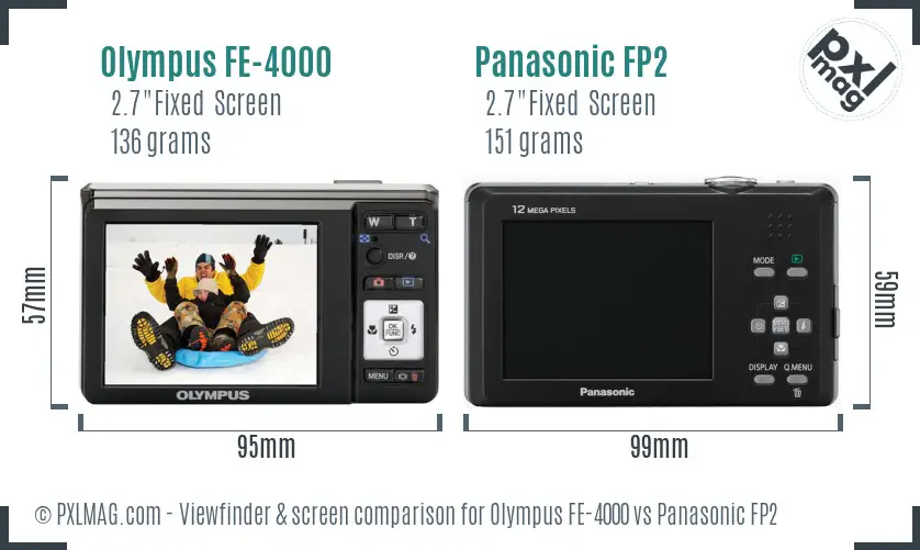 Olympus FE-4000 vs Panasonic FP2 Screen and Viewfinder comparison