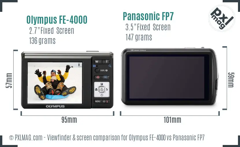 Olympus FE-4000 vs Panasonic FP7 Screen and Viewfinder comparison