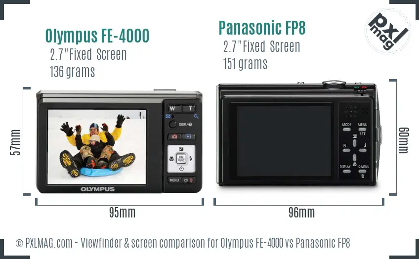 Olympus FE-4000 vs Panasonic FP8 Screen and Viewfinder comparison