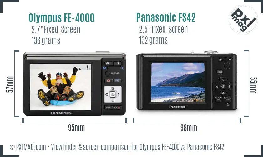 Olympus FE-4000 vs Panasonic FS42 Screen and Viewfinder comparison