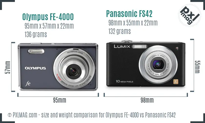 Olympus FE-4000 vs Panasonic FS42 size comparison