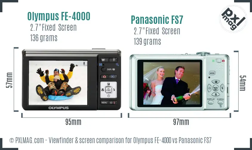 Olympus FE-4000 vs Panasonic FS7 Screen and Viewfinder comparison