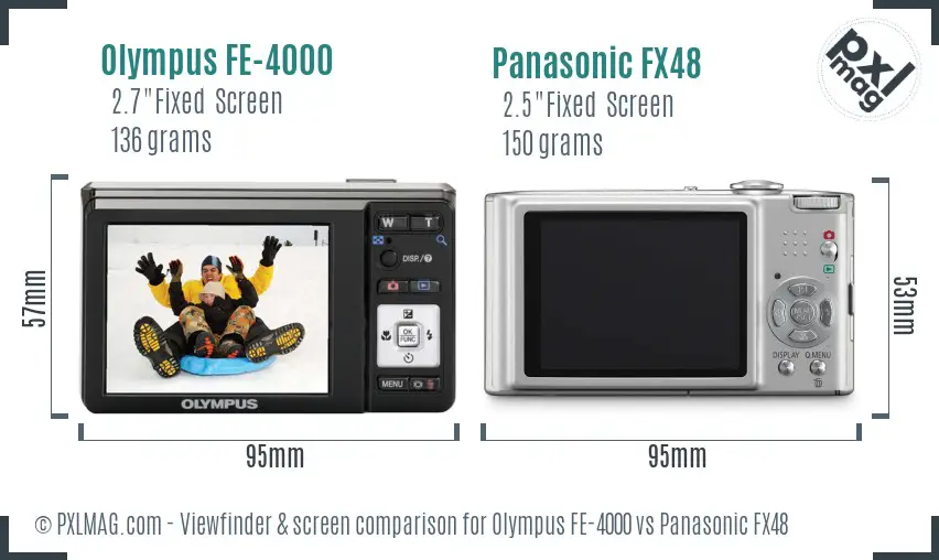 Olympus FE-4000 vs Panasonic FX48 Screen and Viewfinder comparison