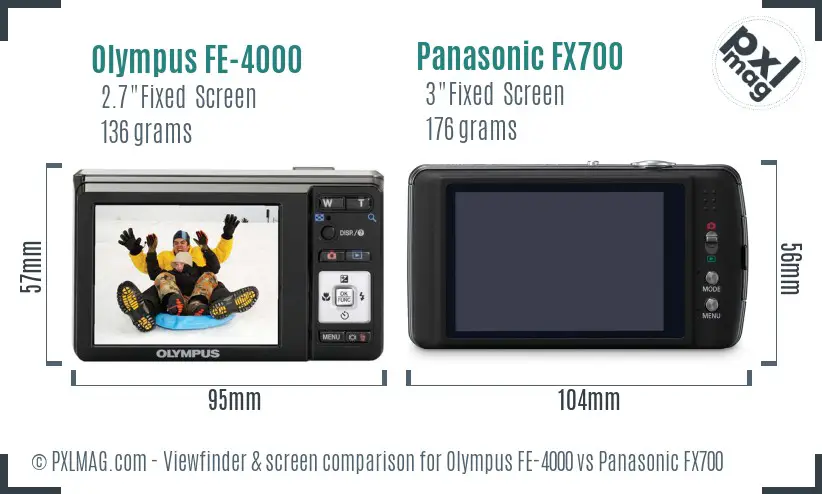 Olympus FE-4000 vs Panasonic FX700 Screen and Viewfinder comparison