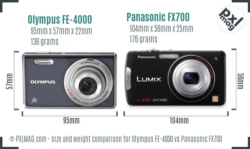 Olympus FE-4000 vs Panasonic FX700 size comparison