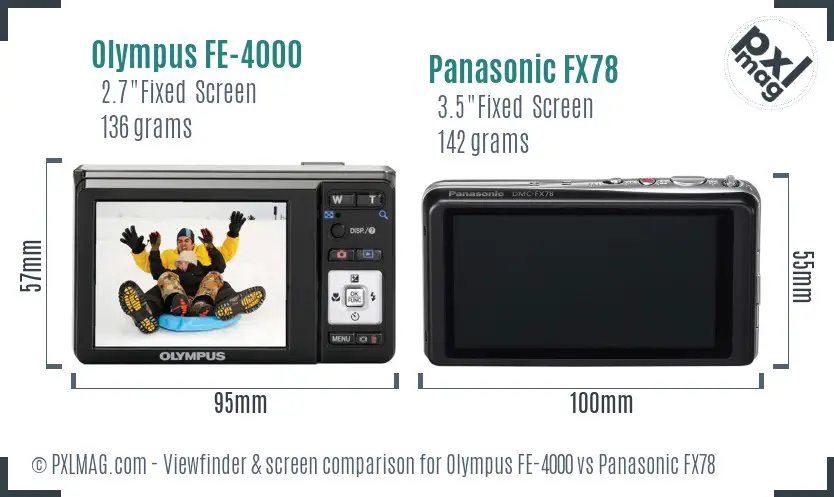 Olympus FE-4000 vs Panasonic FX78 Screen and Viewfinder comparison