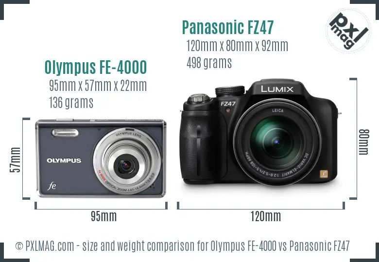 Olympus FE-4000 vs Panasonic FZ47 size comparison