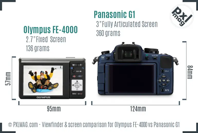 Olympus FE-4000 vs Panasonic G1 Screen and Viewfinder comparison