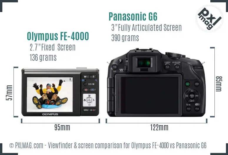 Olympus FE-4000 vs Panasonic G6 Screen and Viewfinder comparison