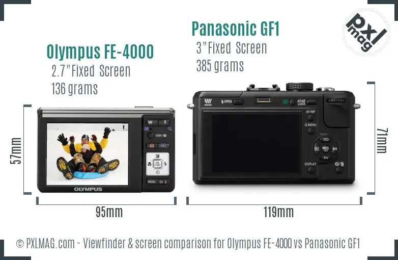 Olympus FE-4000 vs Panasonic GF1 Screen and Viewfinder comparison