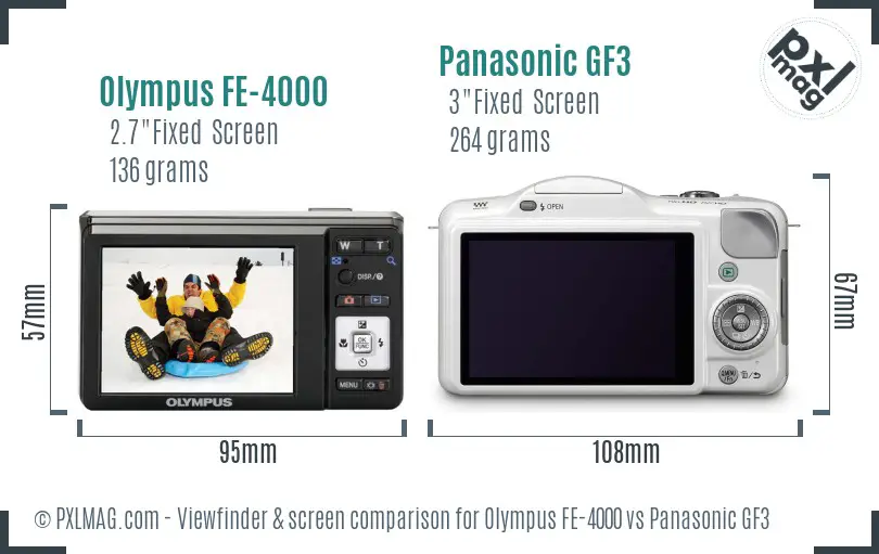 Olympus FE-4000 vs Panasonic GF3 Screen and Viewfinder comparison
