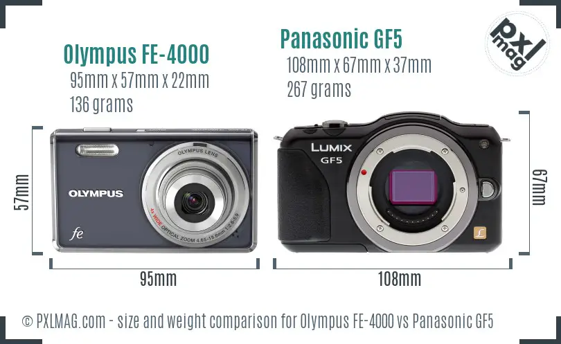 Olympus FE-4000 vs Panasonic GF5 size comparison