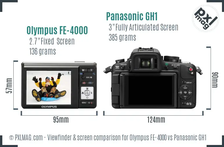 Olympus FE-4000 vs Panasonic GH1 Screen and Viewfinder comparison