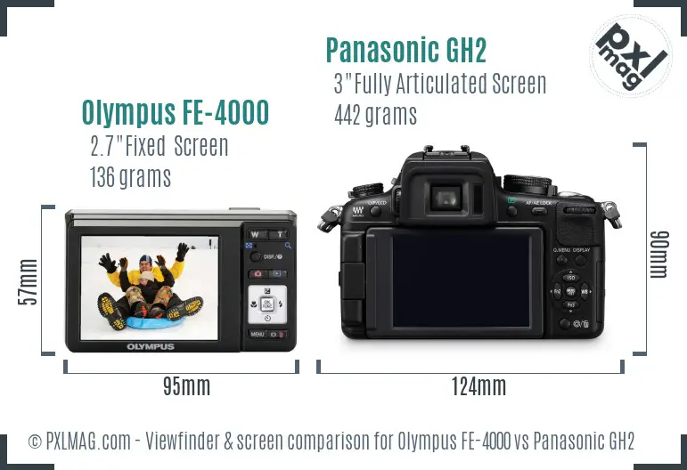 Olympus FE-4000 vs Panasonic GH2 Screen and Viewfinder comparison