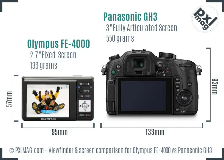 Olympus FE-4000 vs Panasonic GH3 Screen and Viewfinder comparison Olympus FE-4000 vs Panasonic GH3 Screen and Viewfinder comparison