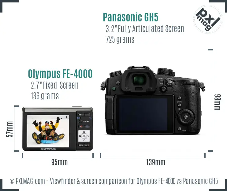 Olympus FE-4000 vs Panasonic GH5 Screen and Viewfinder comparison Olympus FE-4000 vs Panasonic GH5 Screen and Viewfinder comparison
