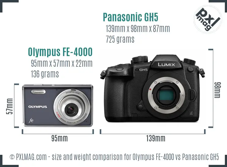 Olympus FE-4000 vs Panasonic GH5 size comparison Olympus FE-4000 vs Panasonic GH5 size comparison