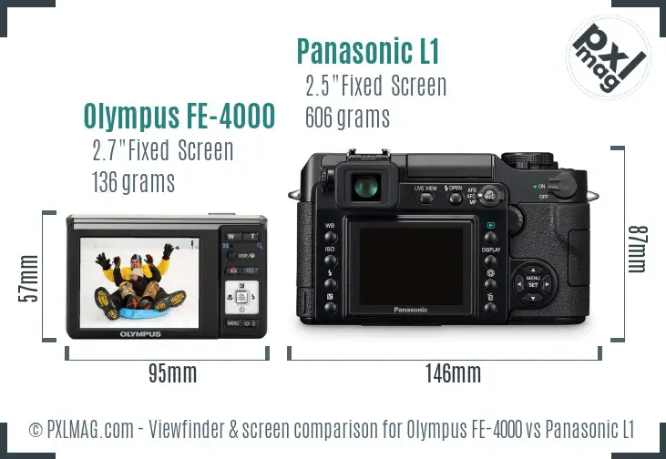 Olympus FE-4000 vs Panasonic L1 Screen and Viewfinder comparison Olympus FE-4000 vs Panasonic L1 Screen and Viewfinder comparison