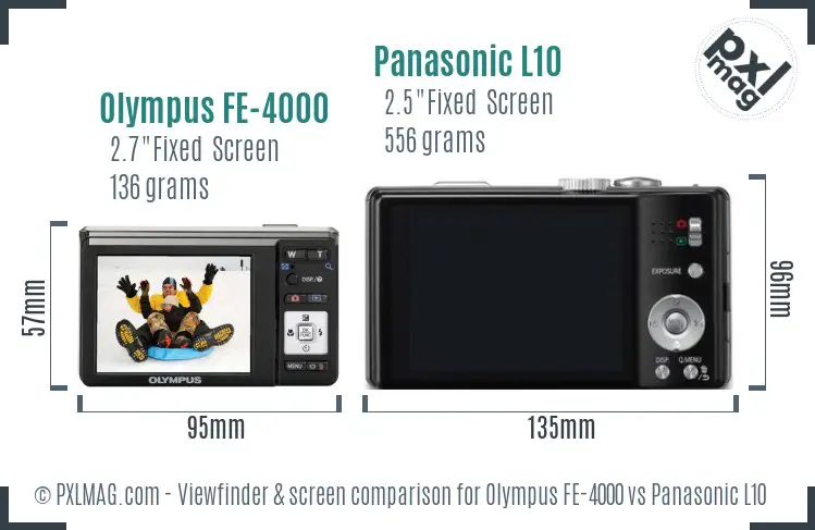 Olympus FE-4000 vs Panasonic L10 Screen and Viewfinder comparison