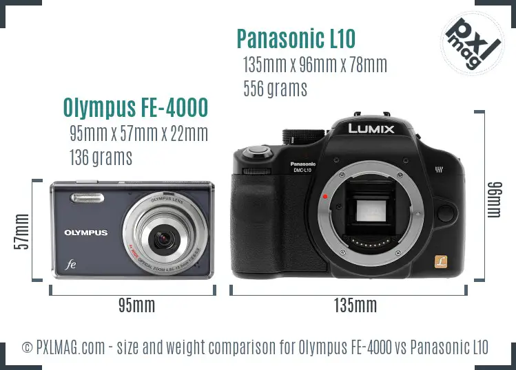 Olympus FE-4000 vs Panasonic L10 size comparison