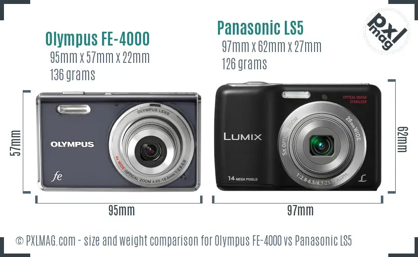 Olympus FE-4000 vs Panasonic LS5 size comparison