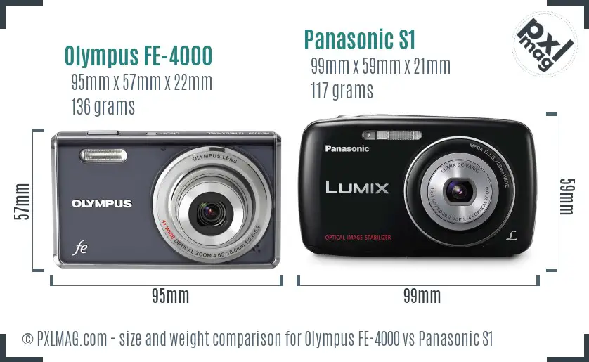 Olympus FE-4000 vs Panasonic S1 size comparison