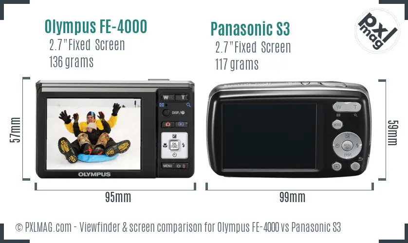 Olympus FE-4000 vs Panasonic S3 Screen and Viewfinder comparison