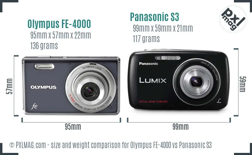 Olympus FE-4000 vs Panasonic S3 size comparison