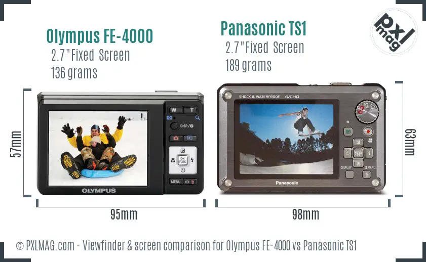 Olympus FE-4000 vs Panasonic TS1 Screen and Viewfinder comparison