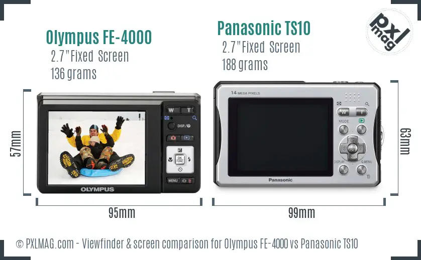 Olympus FE-4000 vs Panasonic TS10 Screen and Viewfinder comparison