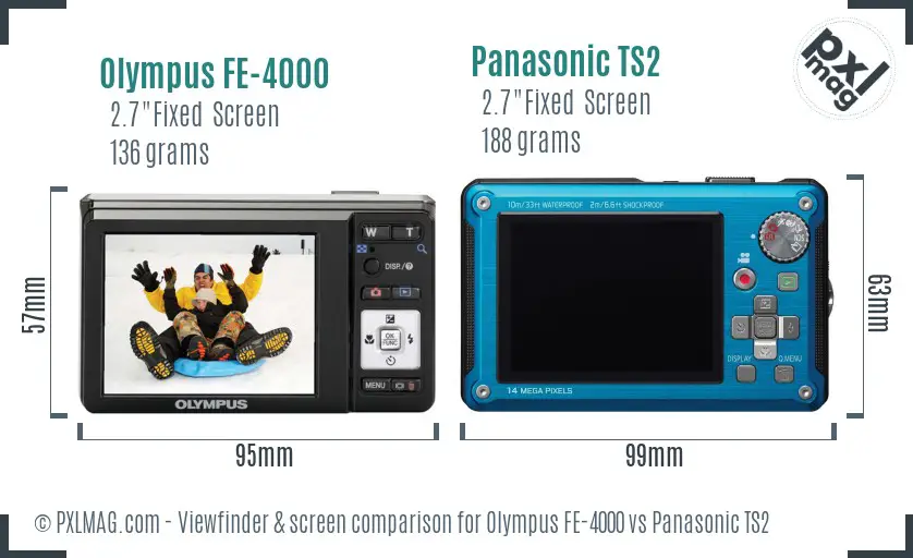 Olympus FE-4000 vs Panasonic TS2 Screen and Viewfinder comparison