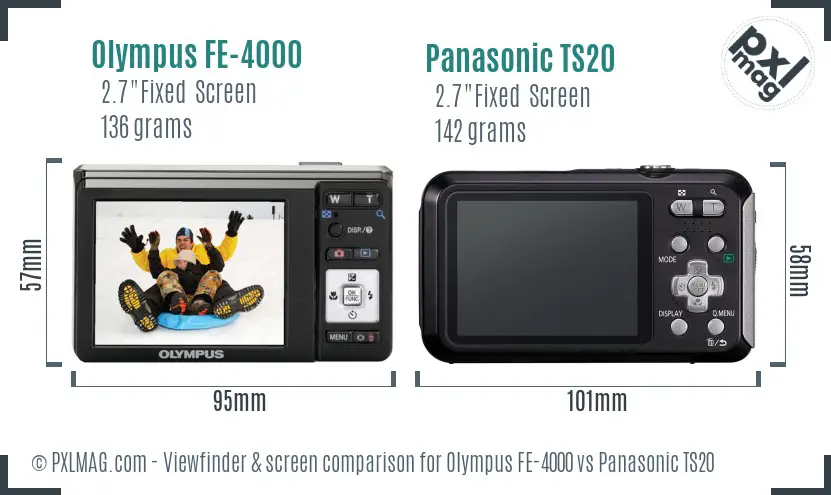 Olympus FE-4000 vs Panasonic TS20 Screen and Viewfinder comparison