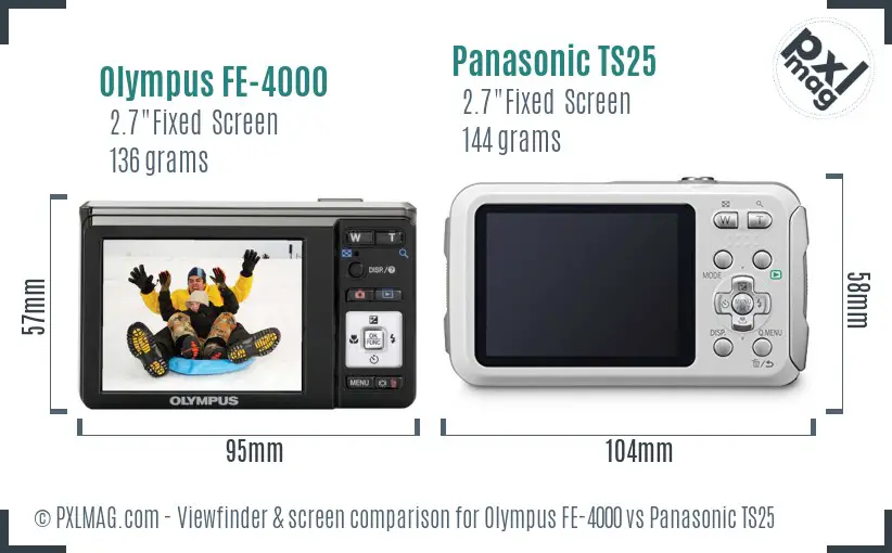 Olympus FE-4000 vs Panasonic TS25 Screen and Viewfinder comparison