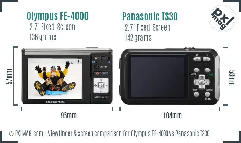 Olympus FE-4000 vs Panasonic TS30 Screen and Viewfinder comparison