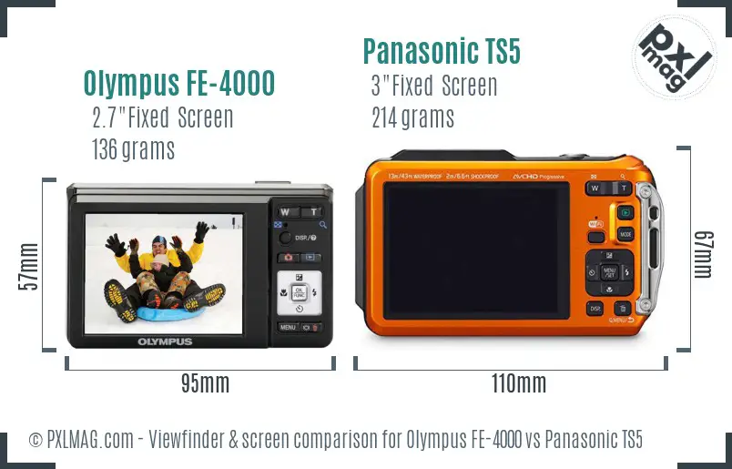 Olympus FE-4000 vs Panasonic TS5 Screen and Viewfinder comparison